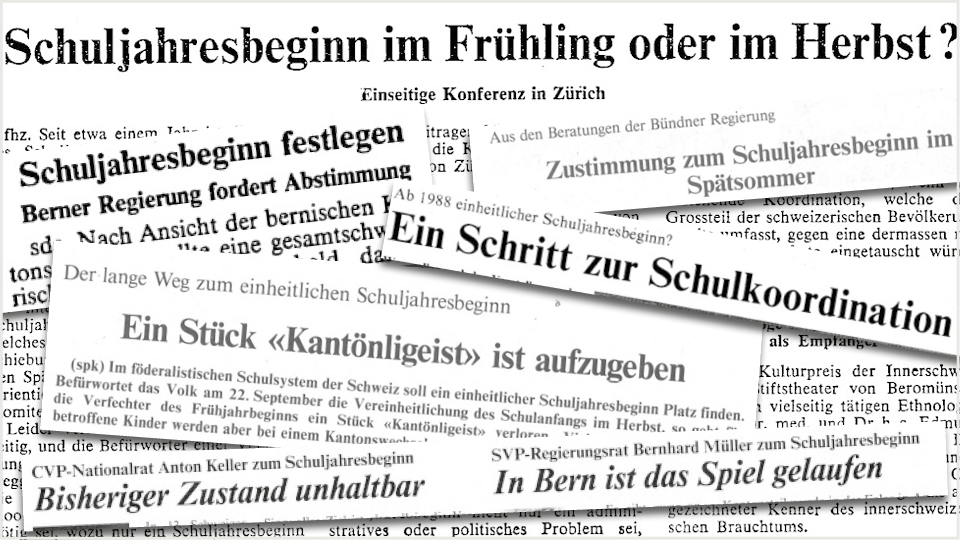 Schlagzeilen aus Zeitungen zum Thema einheitlicher Schuljahresbeginn