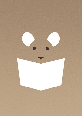 Eine illustrierte Maus liest aus einem Buch